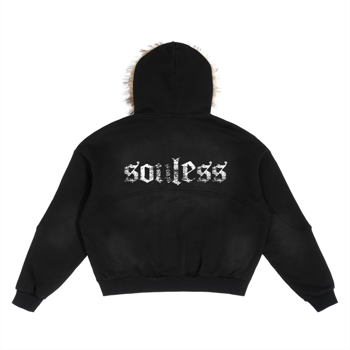 ✢ Souless Boxy Detachable Fur Hoodie