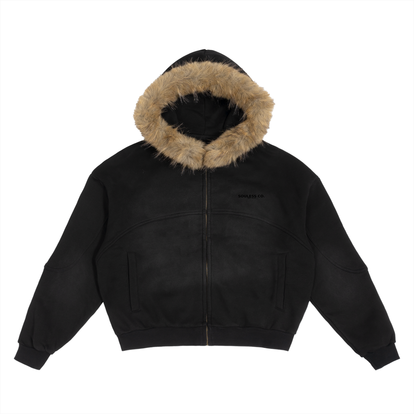 ✢ Souless Boxy Detachable Fur Hoodie