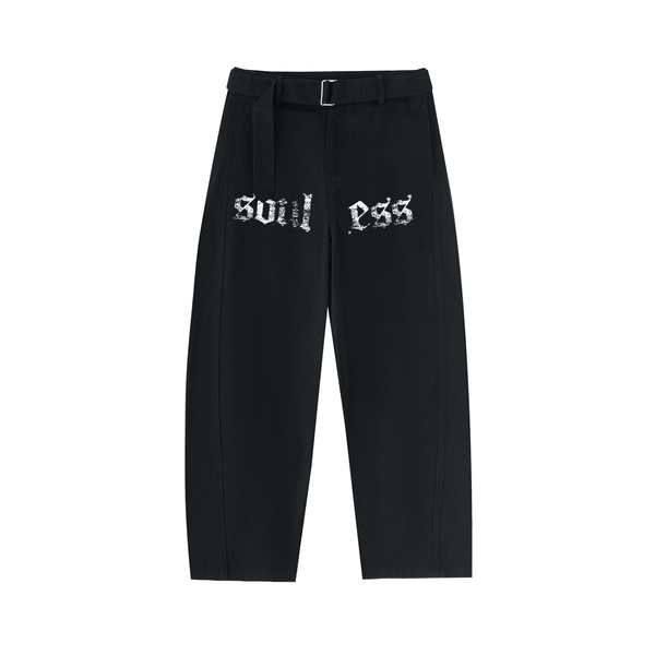 ✢ Souless Belted Barrel-leg Jeans